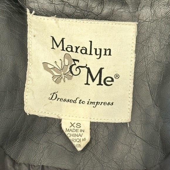 Maralyn & Me Black Faux Leather Jacket with Hood - Picture 4 of 14